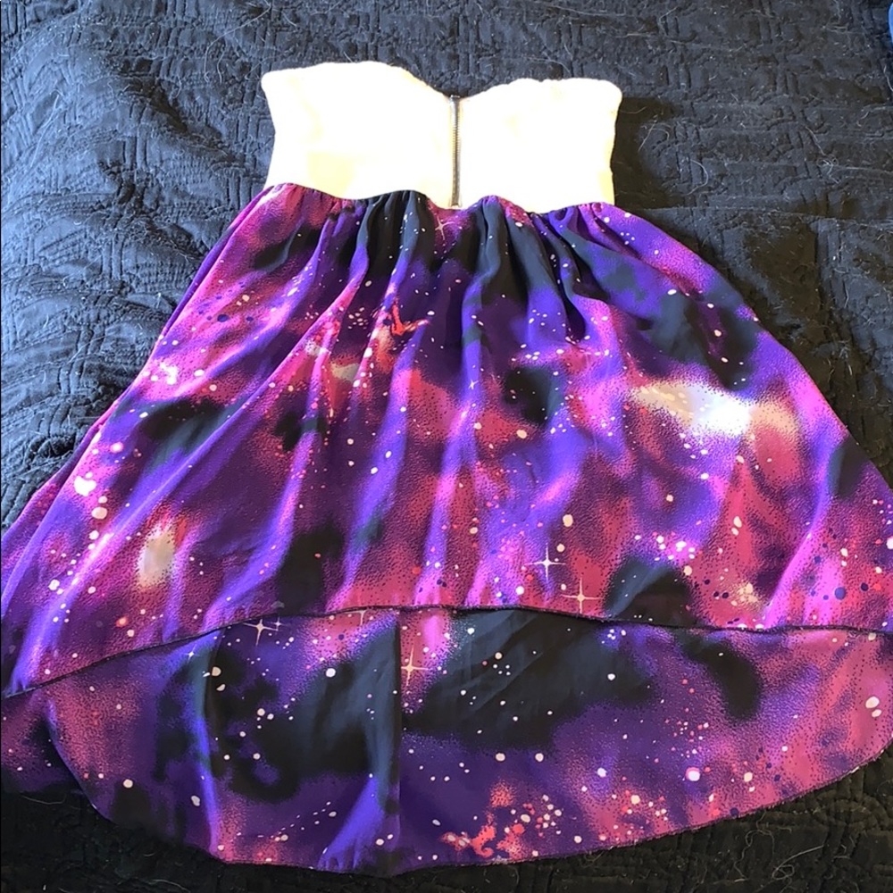 Strapless High-Low galaxy dress
